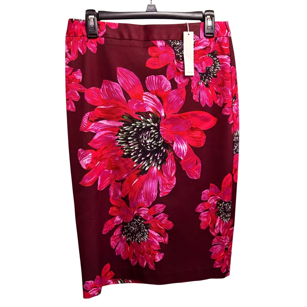 Trina Turk NWT Size 6 Burgundy, Red, Pink Floral Pencil Skirt MSRP $198+Wedding